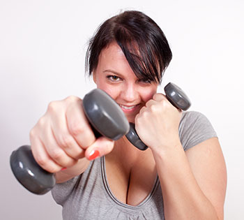 Woman holding weights
